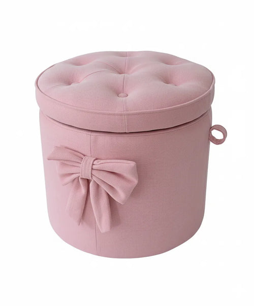 Pink Bow Storage Ottoman
