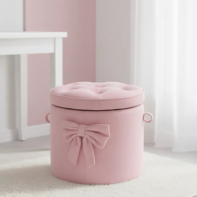 Pink Bow Storage Ottoman